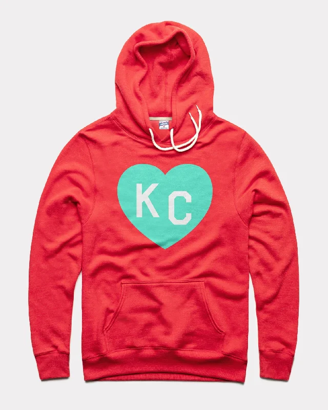 Red & Teal KC Heart Vintage Hoodie