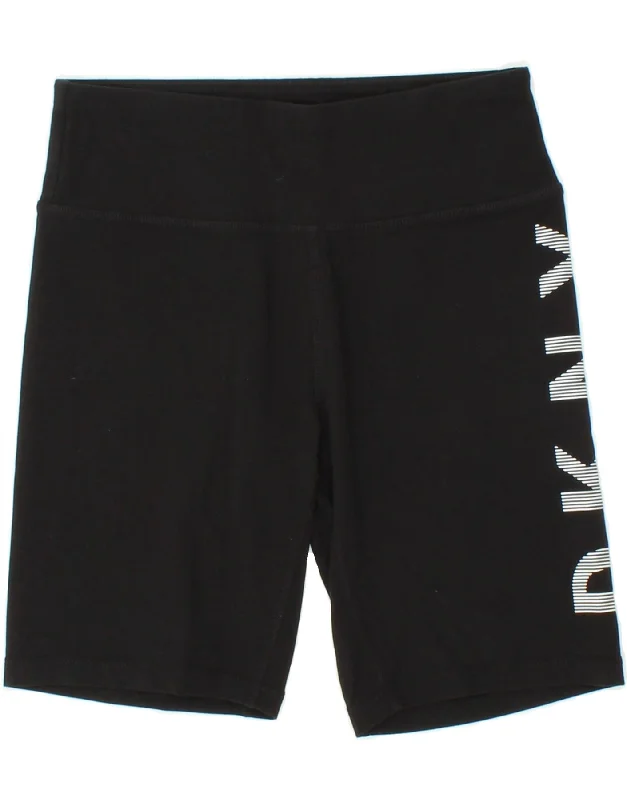 DKNY Womens Graphic Sport Shorts UK 12 Medium Black Cotton