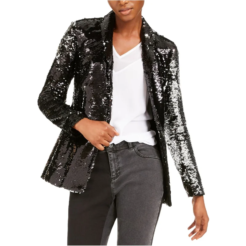 I-N-C Womens Sequin One Button Blazer Jacket