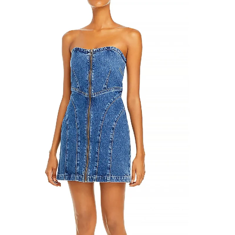 GRLFRND Womens Isabella Denim Cut-Out Mini Dress