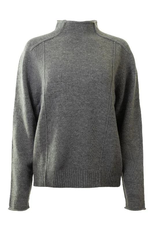 Repeat Cashmere Wool Sweater with Seam Details in Grey