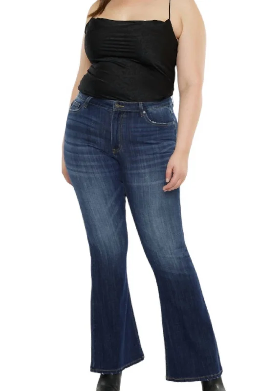 Caity Curvy Denim Flare Jeans In Dark