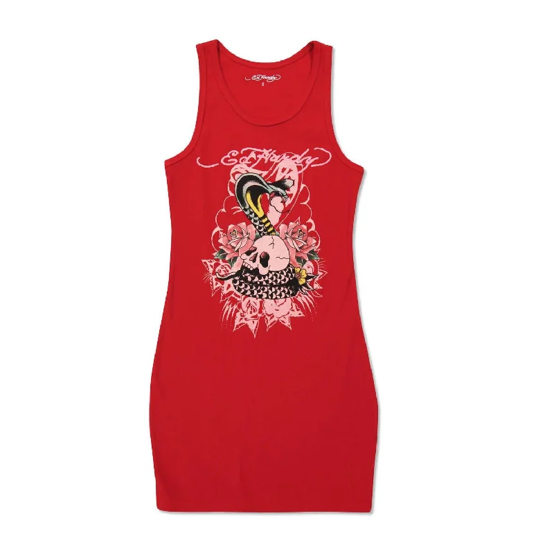 Cobra Rib Tank Dress In Red