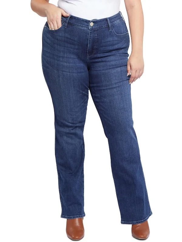 Plus Womens Knit Denim Bootcut Jeans