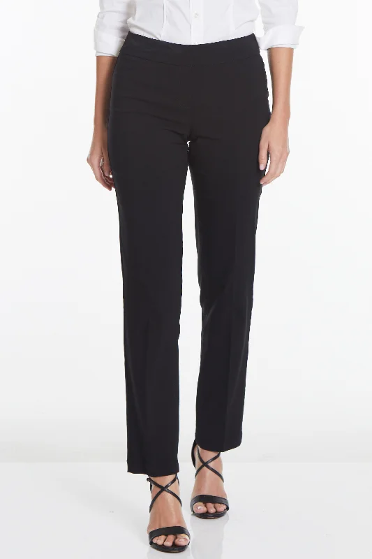 Pull-On Solid Relaxed Leg Pant With Faux Front Pockets - Black