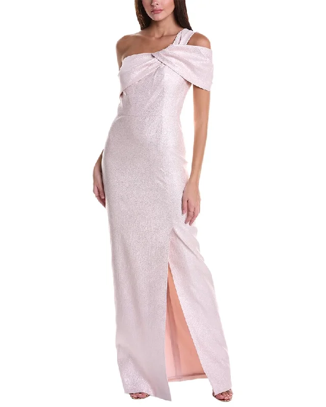 Teri Jon by Rickie Freeman One-Shoulder Gown