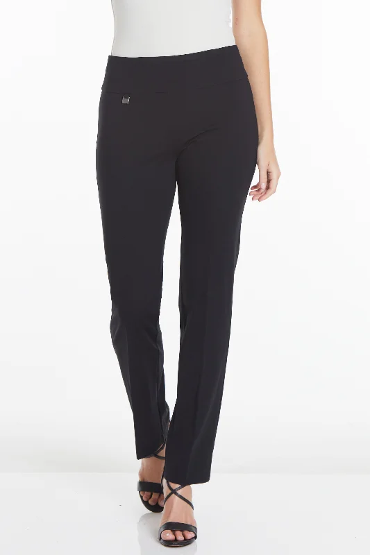 WIDE BAND PULL ON RELAXED LEG PANT - Black