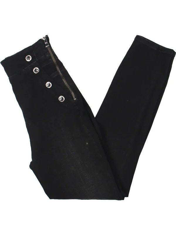 Womens Buttoned Zipper Skinny Jeans