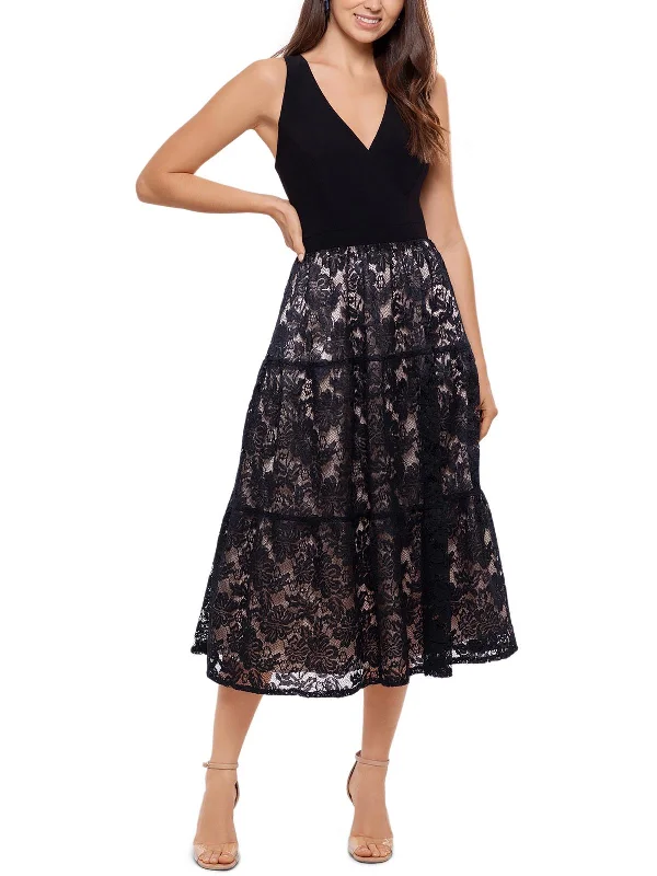 Womens Lace Sleeveless Midi Dress