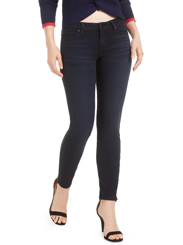 Womens Low Rise Dark Wash Skinny Jeans