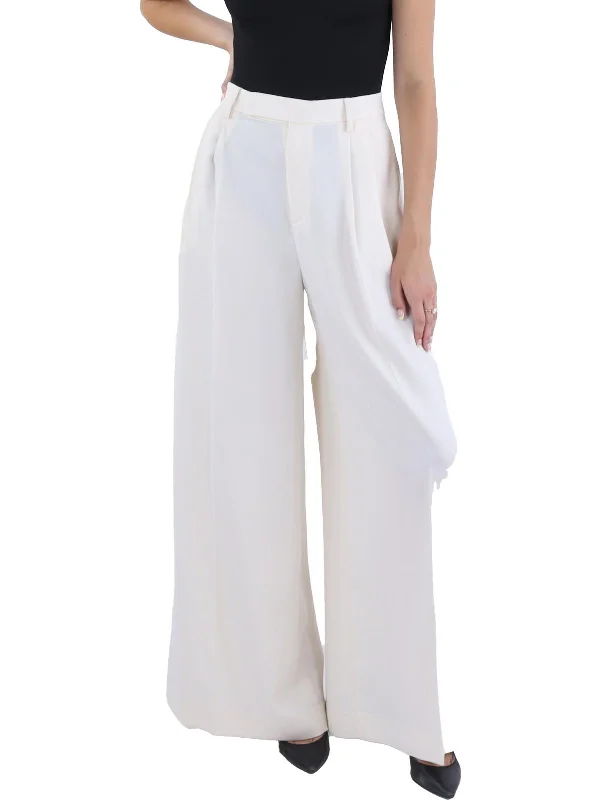 Womens Satin Wide Leg Dress Pants