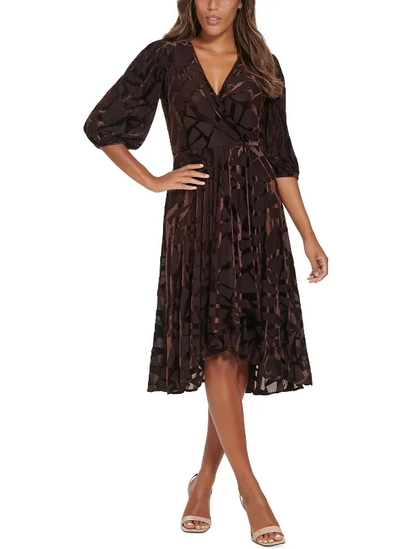 Womens Velvet Burnout Cocktail and Party Dress