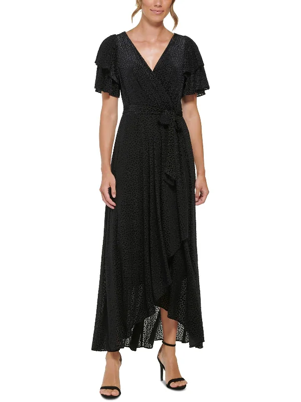 Womens Velvet Burnout Maxi Dress