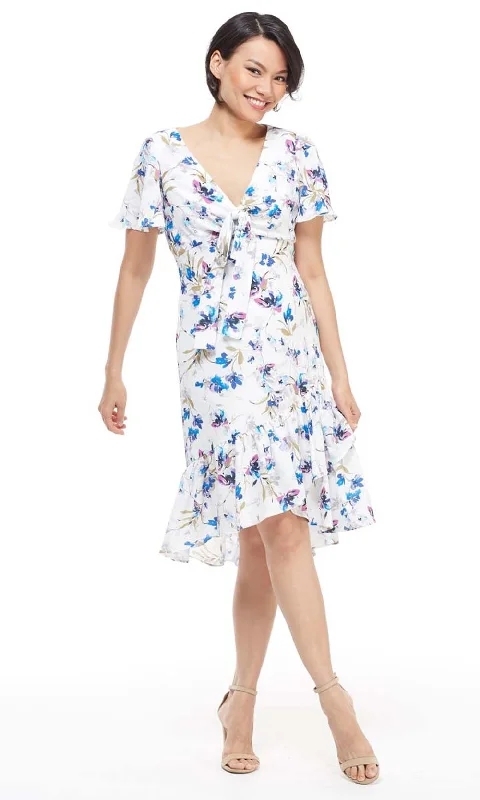 Maggy London - G4059MSC Floral Wrap Skirt A-Line Dress